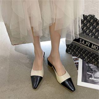 Two Tone Block-heel Mules