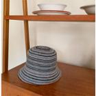 Striped Woolen Bucket Hat Charcoal Gray - One Size