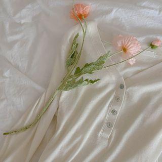 V-neck Cotton Henley