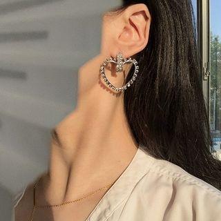 Rhinestone Cut-out Heart Dangle Earring