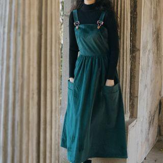 Set: Mock Neck Long-sleeve Top + Overall Dress