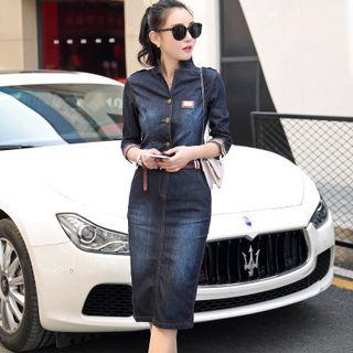 3/4-sleeve Denim Sheath Dress