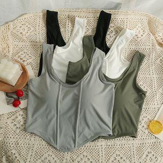 Details Round-hem Crop Tank Top