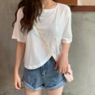 Buttoned Irregular Short-sleeve T-shirt
