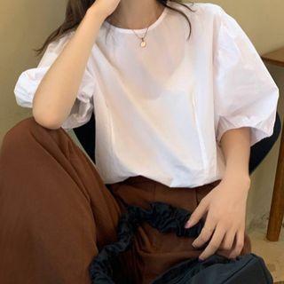 Plain Puff Sleeve Oversized Blouse