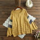 Perforated Color Block Sweater Yellow - One Size