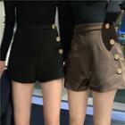 Button Detail High-waist Shorts