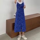 Strappy Floral Midi A-line Dress / Short-sleeve T-shirt