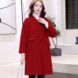 Ruffle Trim Midi Coat