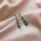 Faux Crystal Dangle Earring B - 1 Pair - Green - One Size