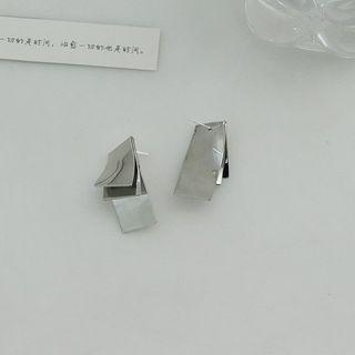 Layered Alloy Earring 1 Pair - Silver - One Size