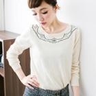 Embroidered Knit Top