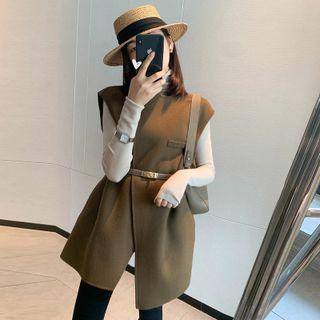 Wrap Vest / Turtleneck Knit Top / Set