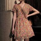 Floral Print Tie-waist Midi Dress