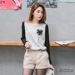 Contrast-sleeve A-line Top