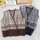 Patterned Double-breasted Knit Vest