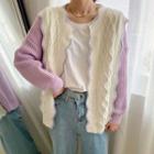 Color Panel Cardigan White & Purple - One Size