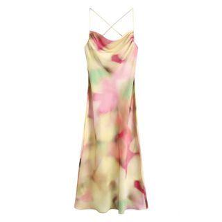 Spaghetti-strap Tie-dye Midi A-line Dress
