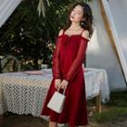 Cold-shoulder Long-sleeve Midi Sundress