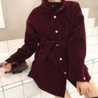 Plain Mock Neck Long Sleeve Coat Dress