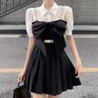 Short-sleeve Shirt / Camisole Top / Pleated Skirt