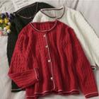 Contrasted Cable-knit Cardigan