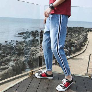 Striped Trim Harem Jeans