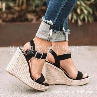 Wedge-heel Straw Sandals