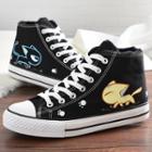 Cat Print High Top Lace Up Sneakers