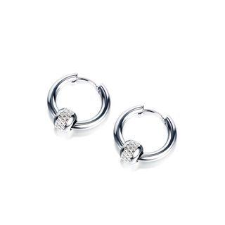 Simple And Fashion Geometric Round Bead 316l Steel Earrings Silver - One Size