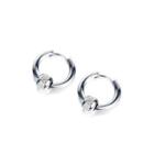 Simple And Fashion Geometric Round Bead 316l Steel Earrings Silver - One Size