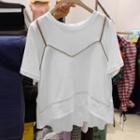 Mock Two-piece Short-sleeve Ruffled T-shirt