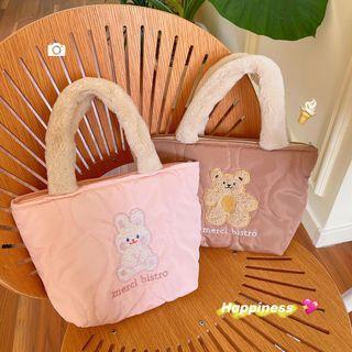 Fleece Panel Hand Bag