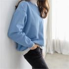 Plain Brushed-fleece Lined Sweatshirt
