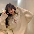 Bear Embroidered Sweater Milky White - One Size