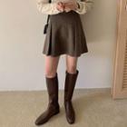 Box-pleated Mini A-line Skirt