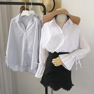 V-neck Bell Sleeve Blouse