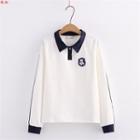Polo Neck Bear Embroidered Sweatshirt