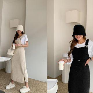 Buckled-strap Dumble Long Overall Dress