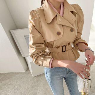 Puff-sleeve Trench Jacket With Belt