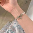 Faux Crystal Alloy Bangle Bead Bracelet - One Size