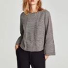 Long-sleeved Bell-sleeved Check Top