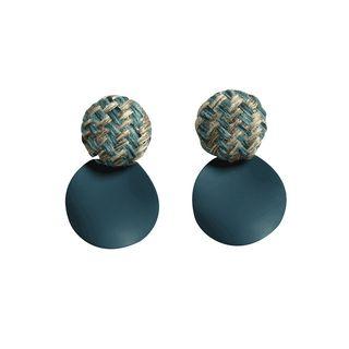 Yarn & Metal Disc Dangle Earring