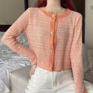 Long-sleeve Tweed Knit Jacket