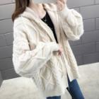 Hooded Cable-knit Zip Cardigan