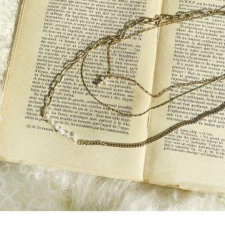 Pearl Chain Necklace Set Of 2 Gold - One Size