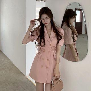 Short-sleeve Lace Up Mini Blazer Dress