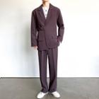 Set: Tie-waist Loose-fit Blazer + Straight Leg Pants