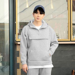 Flap-detail Neoprene Anorak Hoodie