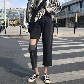 Cut-out Crop Jeans